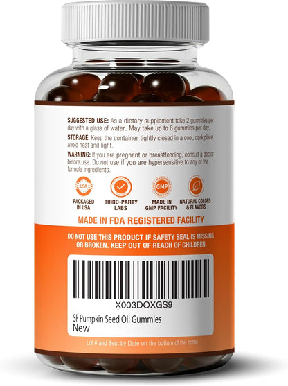 Sugar-Free Pumpkin Seed Oil Gummies to Support Healthy Hair & Skin, Vegan