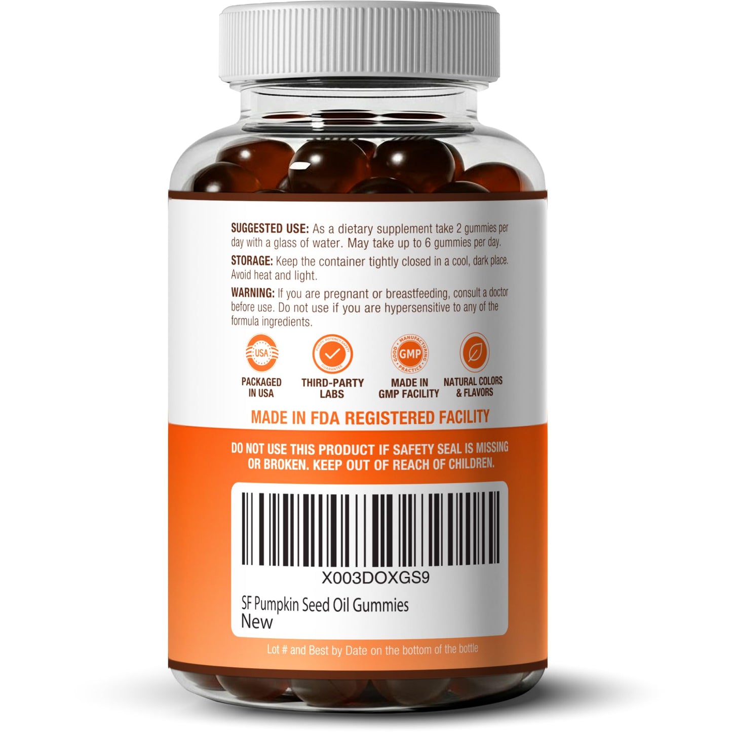 Sugar - Free Pumpkin Seed Oil Gummies Supplement - Hair Skin and Nails, Immune Support, Detox - Vegan America