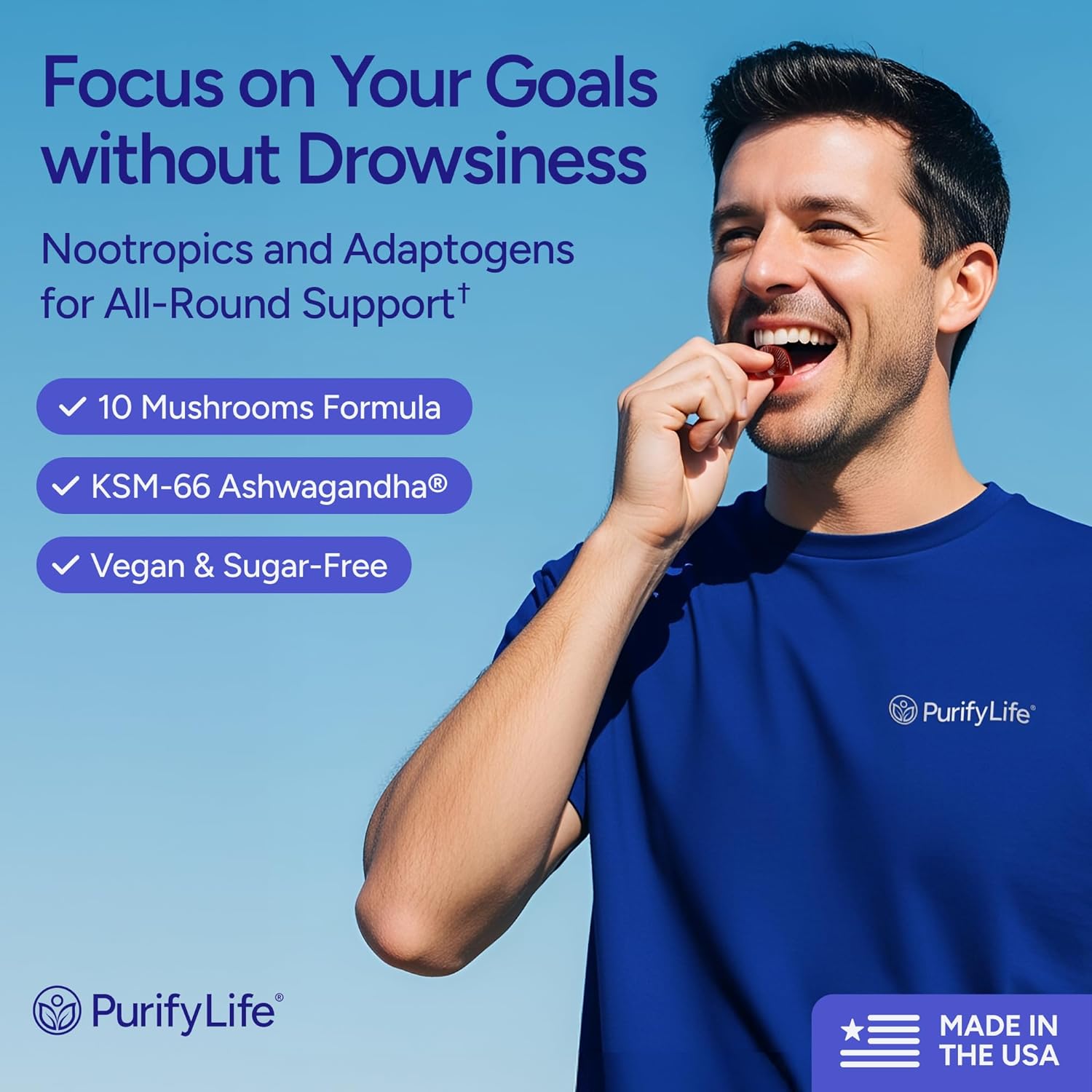 Sugar - Free Mushroom Gummies - 10 Mushroom Complex - Vegan America