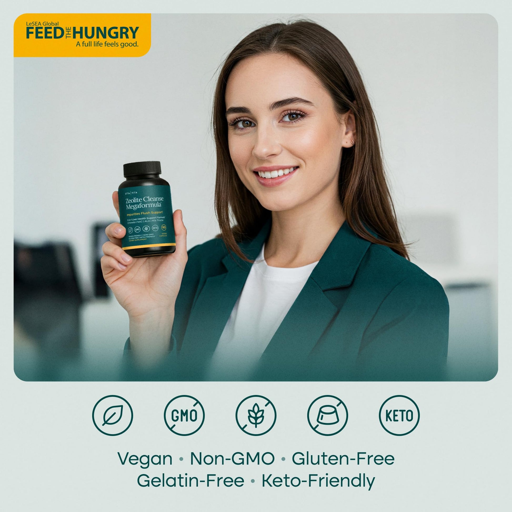 Liver Cleanse Detox & Repair - Zeolite Detox Supplement for Gut Health, Cognition & Natural Energy - Vegan America