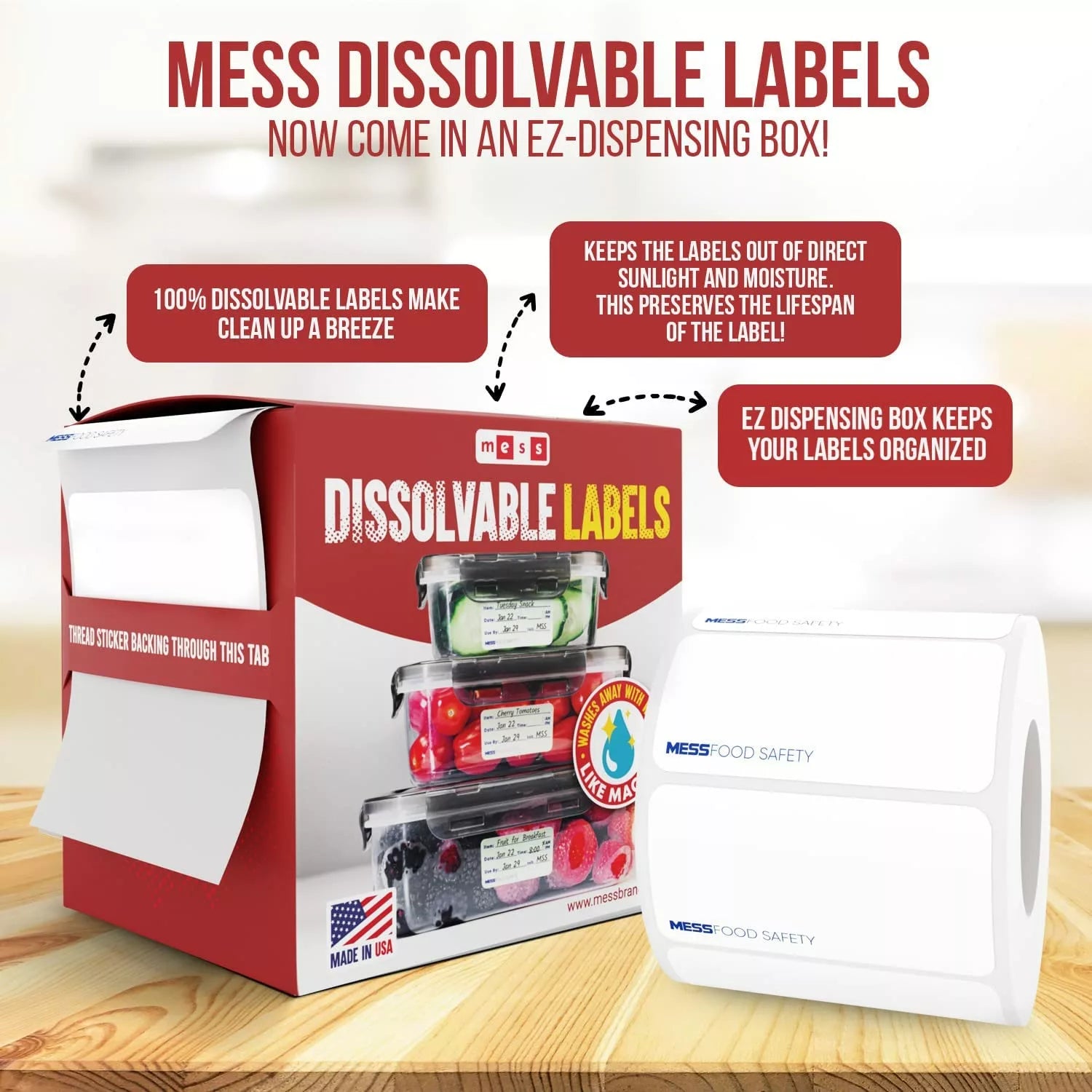 Dissolvable Food Labels with EZ-Dispensing Box (White/Blank) – Vegan ...