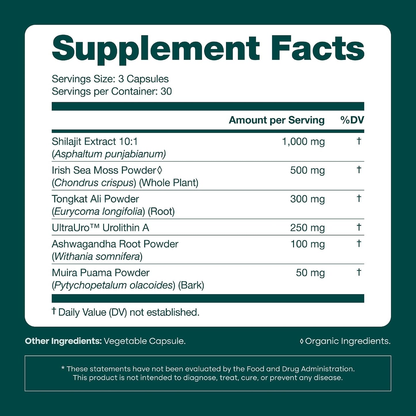 Urolithin-A Complex with Shilajit, Sea Moss, Ashwagandha & Tongkat Ali 90Ct