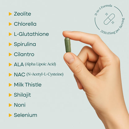 Etta Vita Zeolite Detox for adults | Gut & Liver Detox Cleanse with Glutathione, NAC, Chlorella, Spirulina, ALA, Cilantro, Milk Thistle & Shilajit | Zeolite Heavy Metal Detox Vegan Keto 90 Capsule