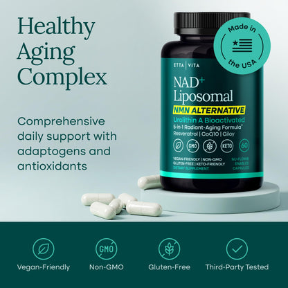 Liposomal NAD+ Supplement - Resveratrol, Urolithin A, CoQ10 & Muira Puama - Vegan America