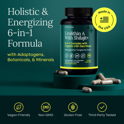 Urolithin - A Complex w Shilajit, Organic Sea Moss, Ashwagandha & Tongkat Ali - Vegan America