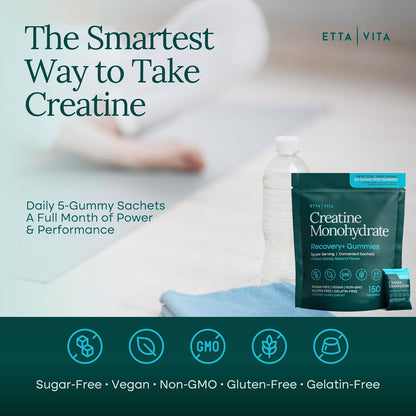 Sugar-Free Creatine Monohydrate Gummies (5g Per Packet) - Potent Creatine Gummies for Men & Women, Supplement for Muscle Support, Cognitive Function - Non-GMO, Gluten-Free