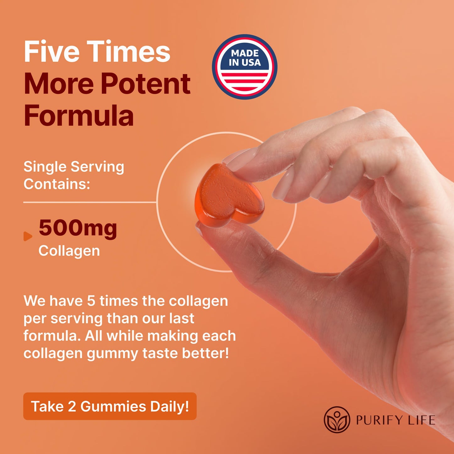 Collagen Gummies For Hair Skin & Nails - 90 Gummies/45 Day Supply - Vegan America