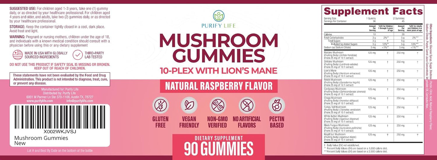 World's First Mushroom Gummies with Lions Mane, Supports Focus & Clarity