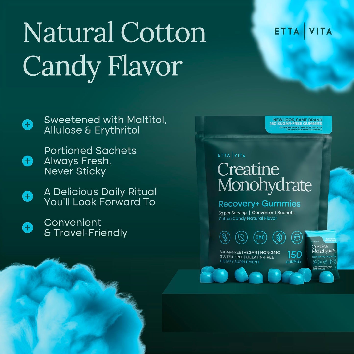 Sugar - Free Creatine Monohydrate Gummies (5g Per Packet) - Vegan America