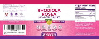 Sugar-Free Rhodiola Rosea Gummies, Adrenal & Cortisol Support, Vegan