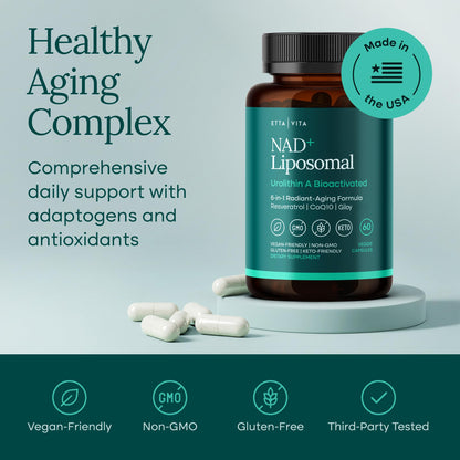 Liposomal NAD+ Supplement - Resveratrol, Urolithin A, CoQ10 & Muira Puama - Vegan America