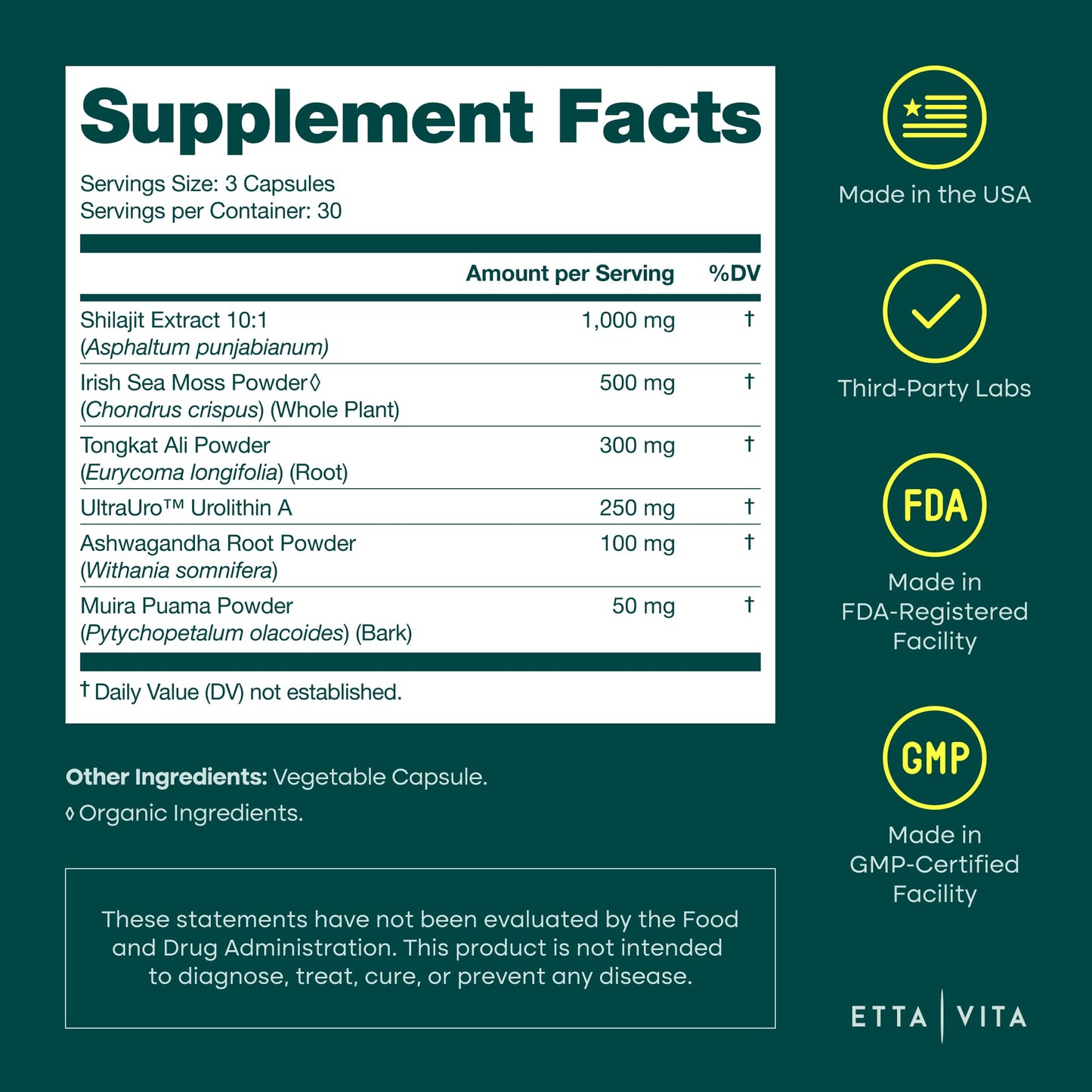Urolithin - A Complex w Shilajit, Organic Sea Moss, Ashwagandha & Tongkat Ali - Vegan America