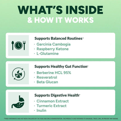 Sugar-Free GLP-1 Support Gummies, Berberine, Cinnamon, Turmeric Supplement