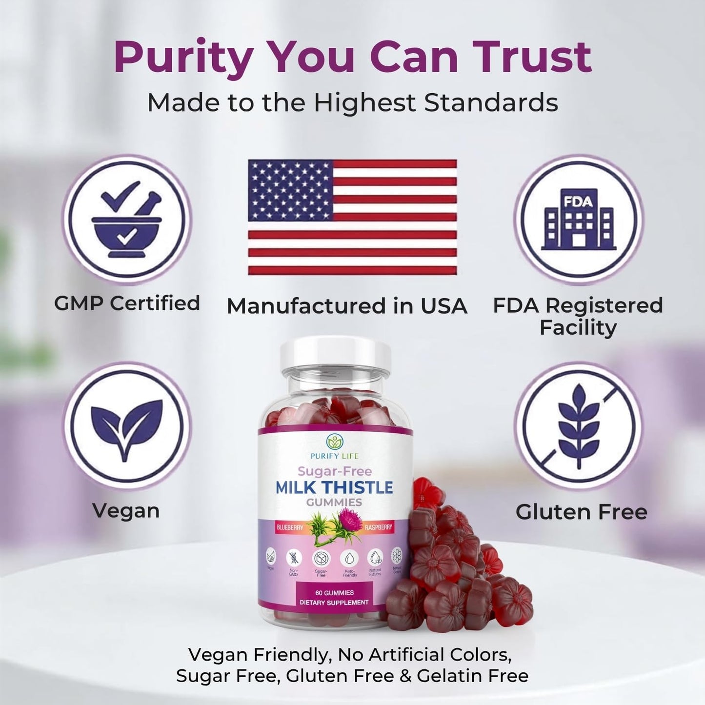 Sugar-Free Milk Thistle Gummies for Liver Cleanse Detox & Repair, Vegan