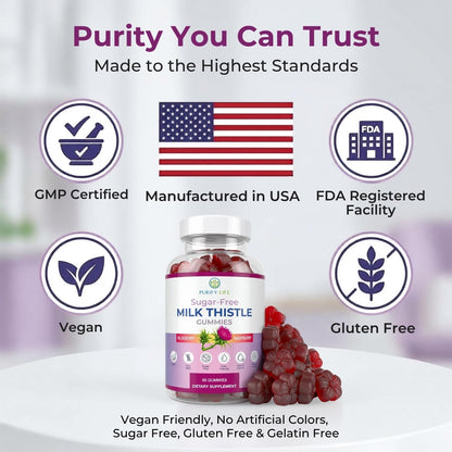 Sugar-Free Milk Thistle Gummies for Liver Cleanse Detox & Repair, Vegan