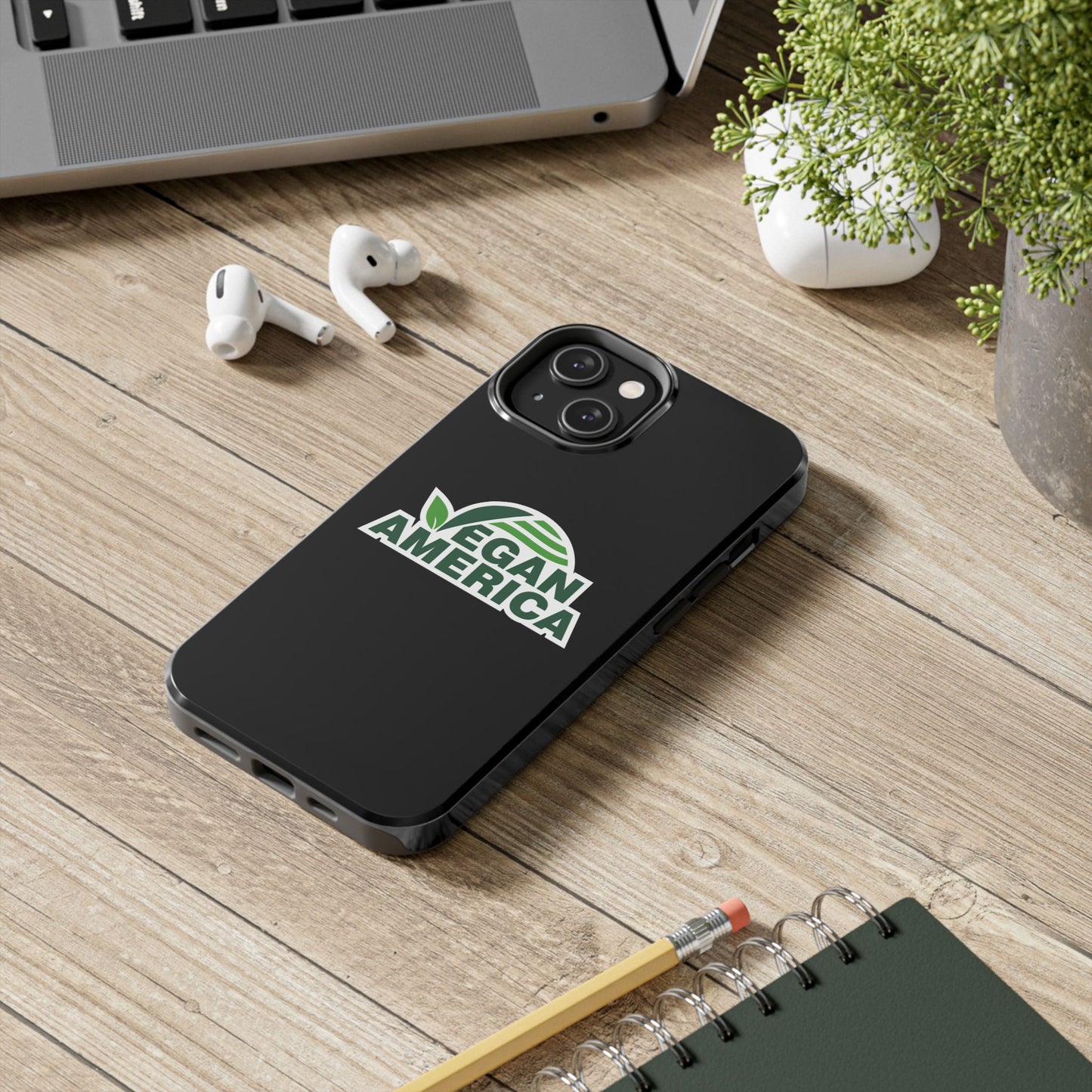 Vegan America Tough Phone Case — Green Leaf Vegan Pride Protective Cover - Vegan America