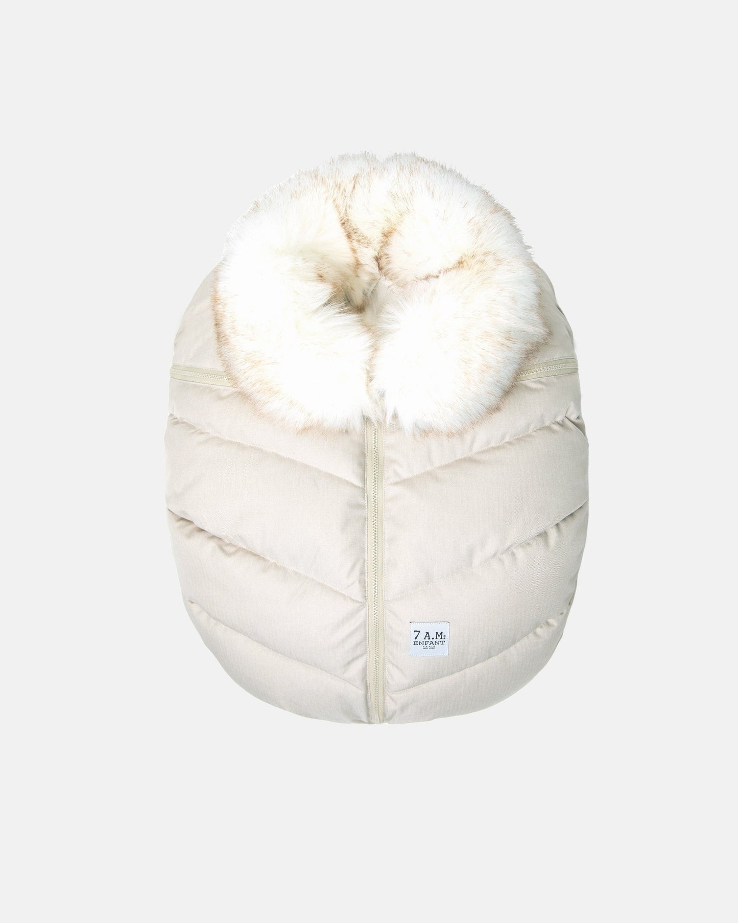 Heather Beige - White Faux Fur//