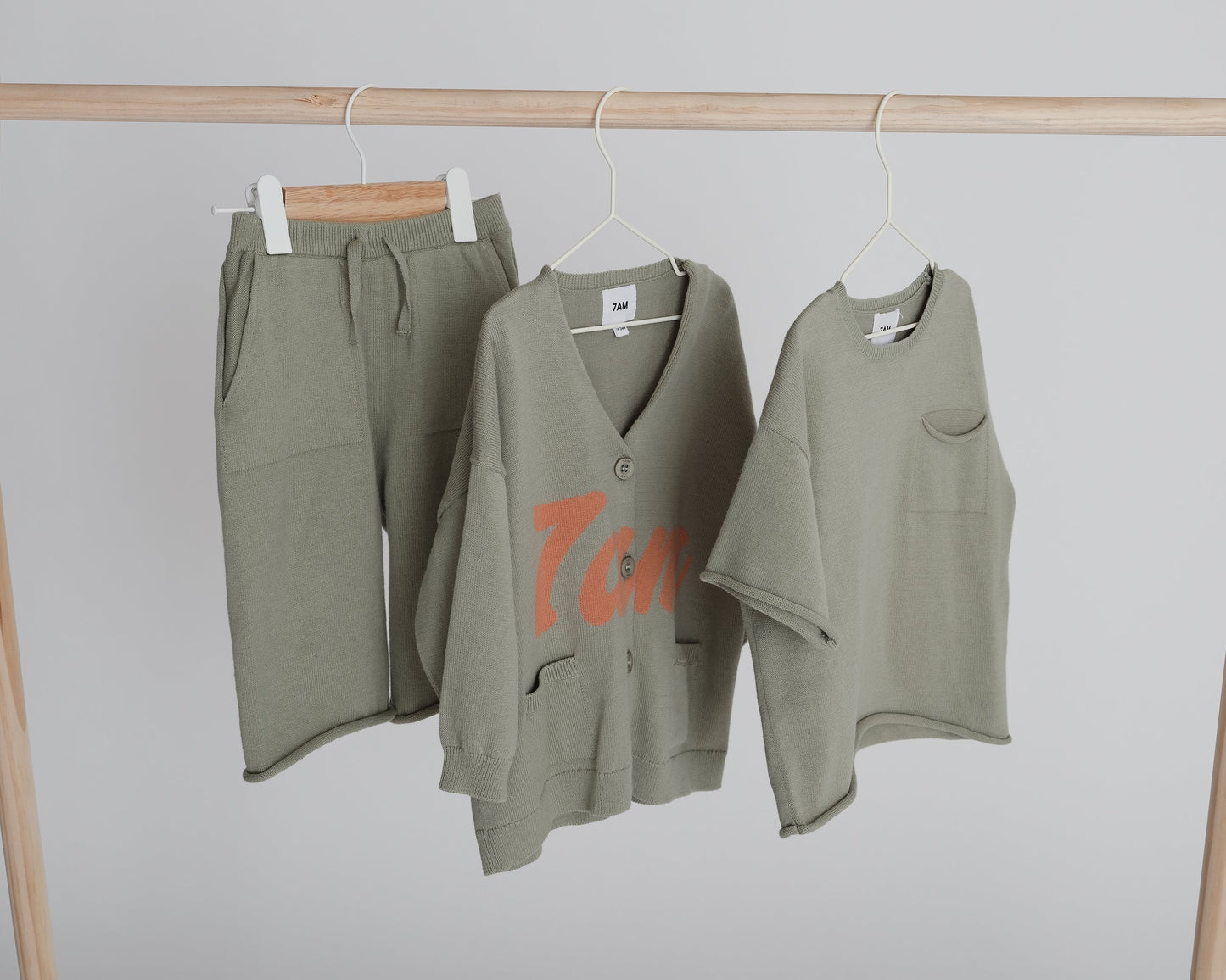 7AM Logo Boxy Cotton Cardigan