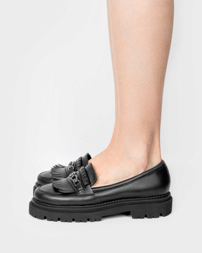 Chunky Loafers Black Grape Leather Loafers - Vegan America
