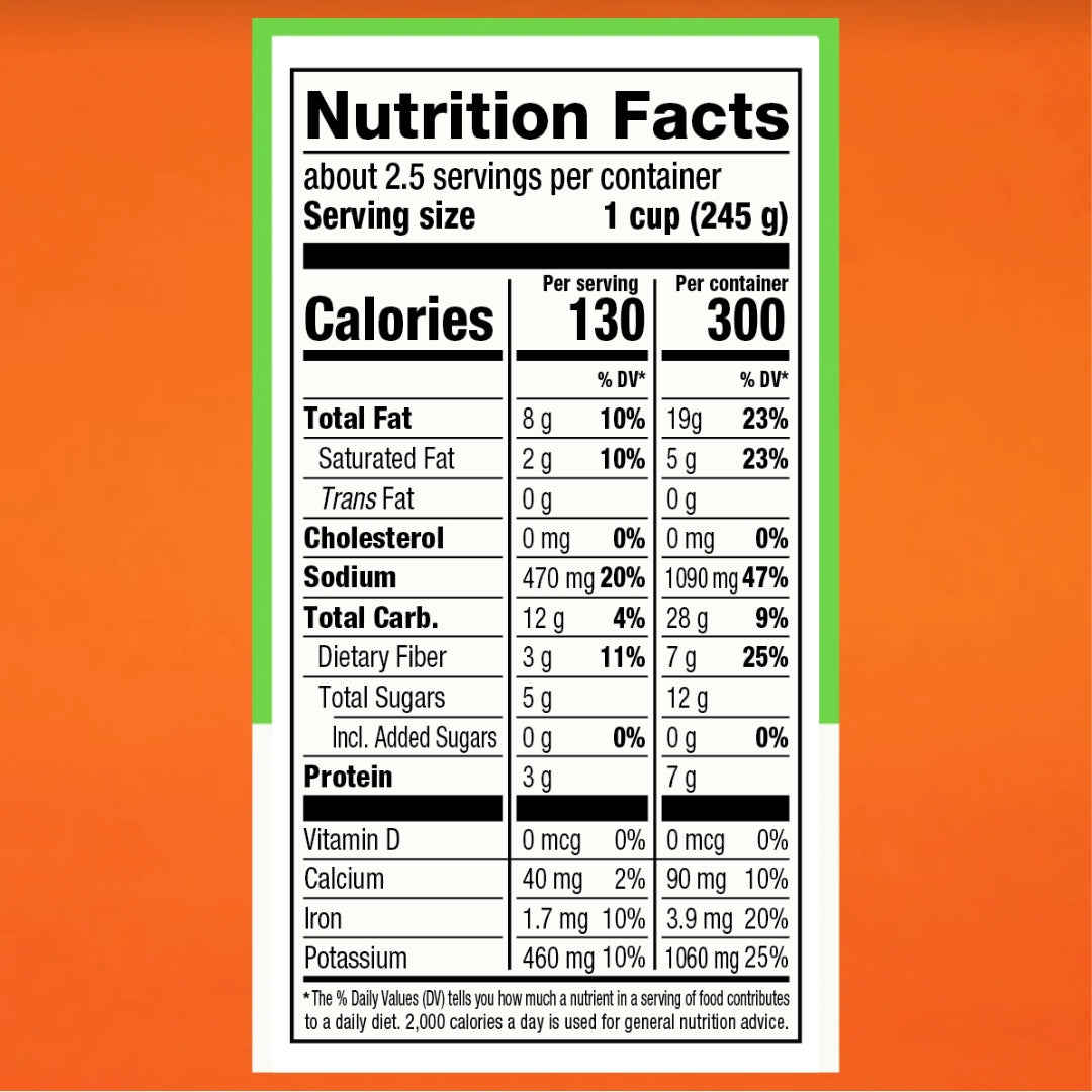 Nutrition facts for Roasted Tomato - Basil & Coconut Soup