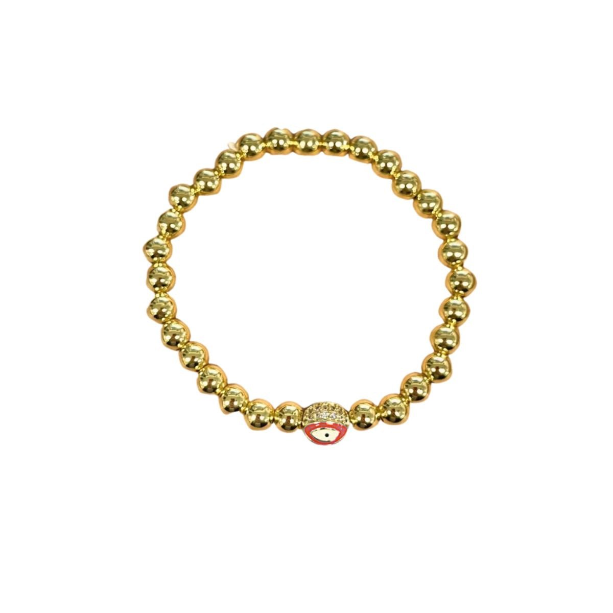 Evil Eye Golden Ball Charm Bracelet - Vegan America
