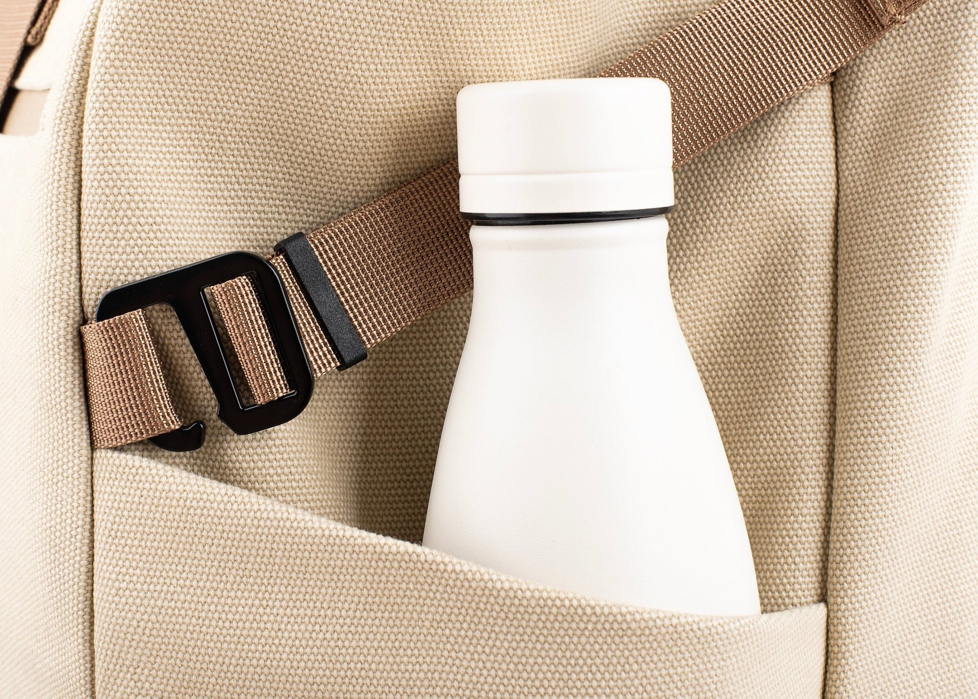 Nomad Hemp Rolltop Backpack in Beige and Green - Vegan America