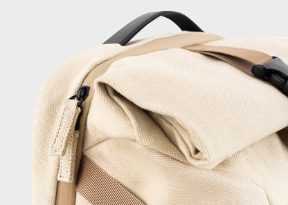 Nomad Hemp Rolltop Backpack in Beige and Green - Vegan America