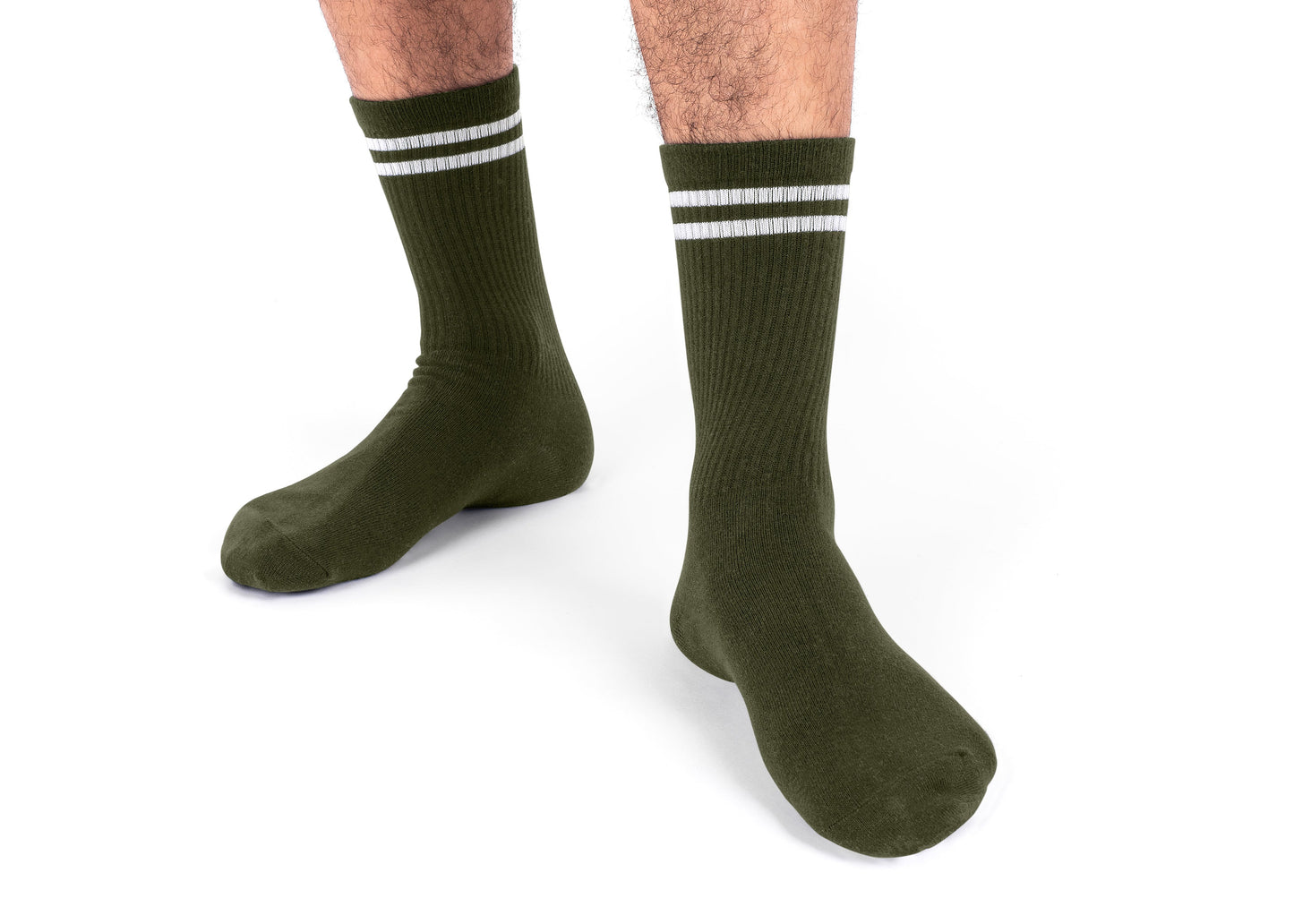 Striped Hemp Socks in Dark Green