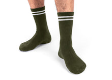 Striped Hemp Socks in Dark Green