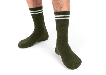 Striped Hemp Socks in Dark Green