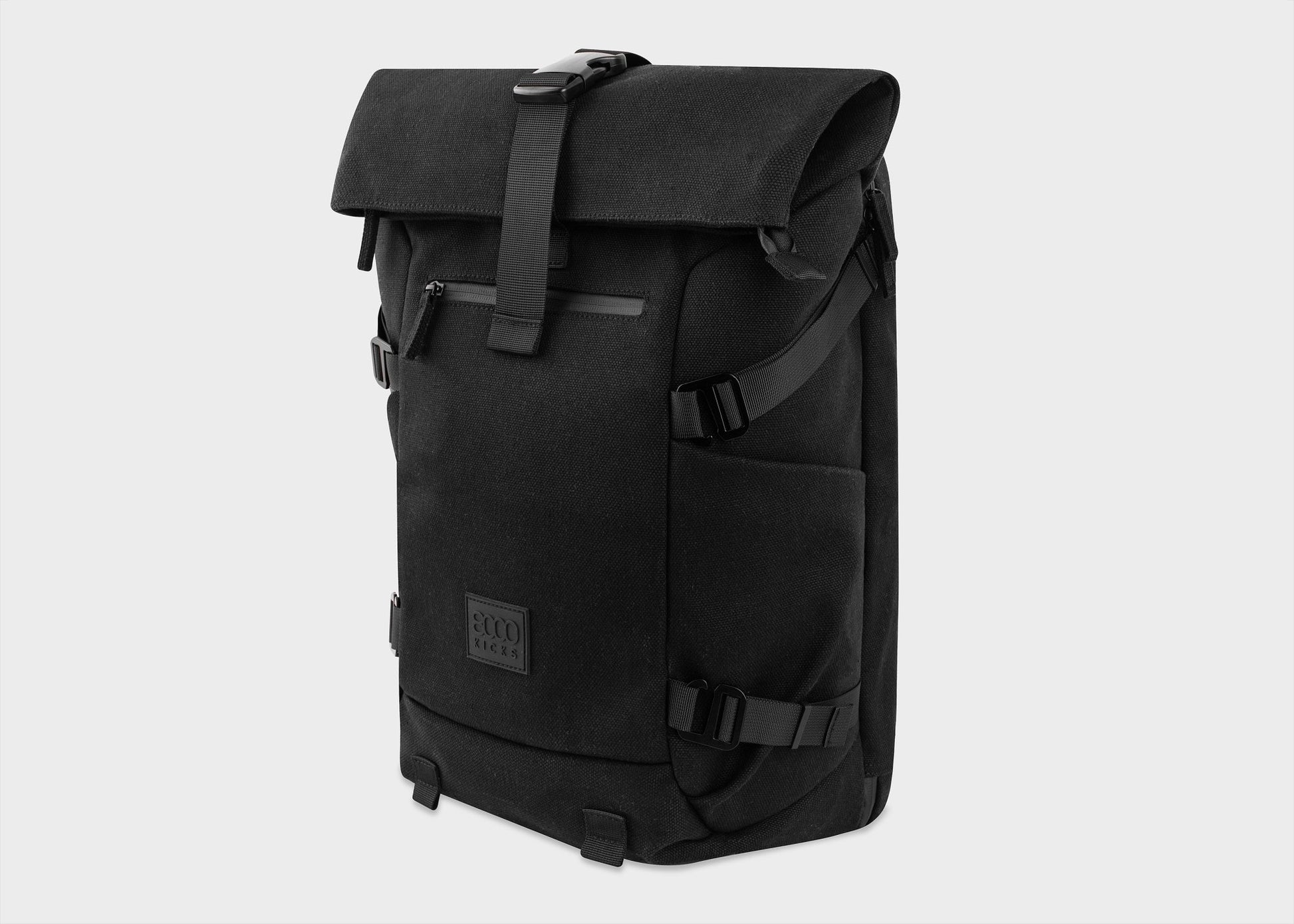 Nomad Hemp Rolltop Backpack in Full Black - Vegan America