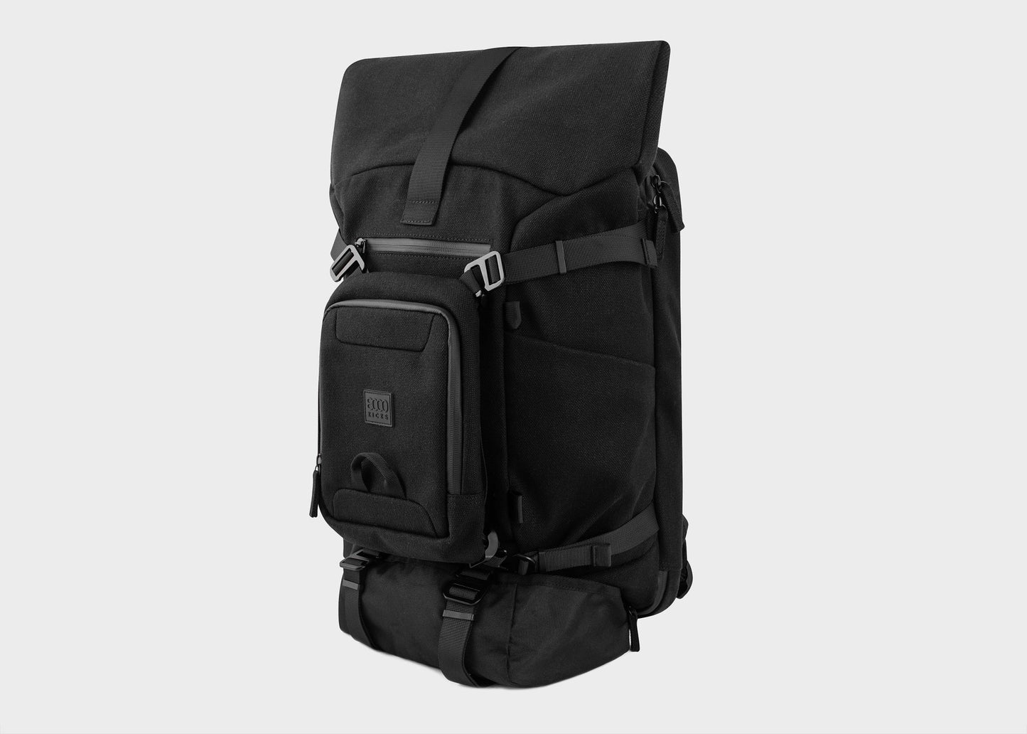 Nomad Hemp Rolltop Backpack in Full Black - Vegan America