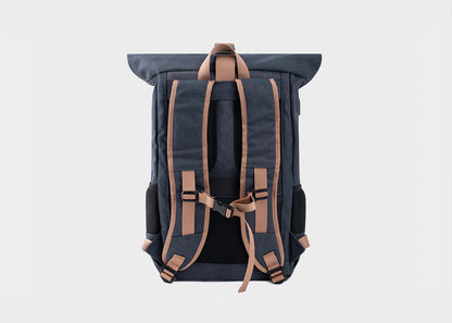 Everyday Hemp Rolltop Backpack in Navy Blue