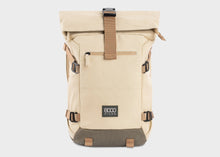 Nomad Hemp Rolltop Backpack in Beige and Green - Vegan America