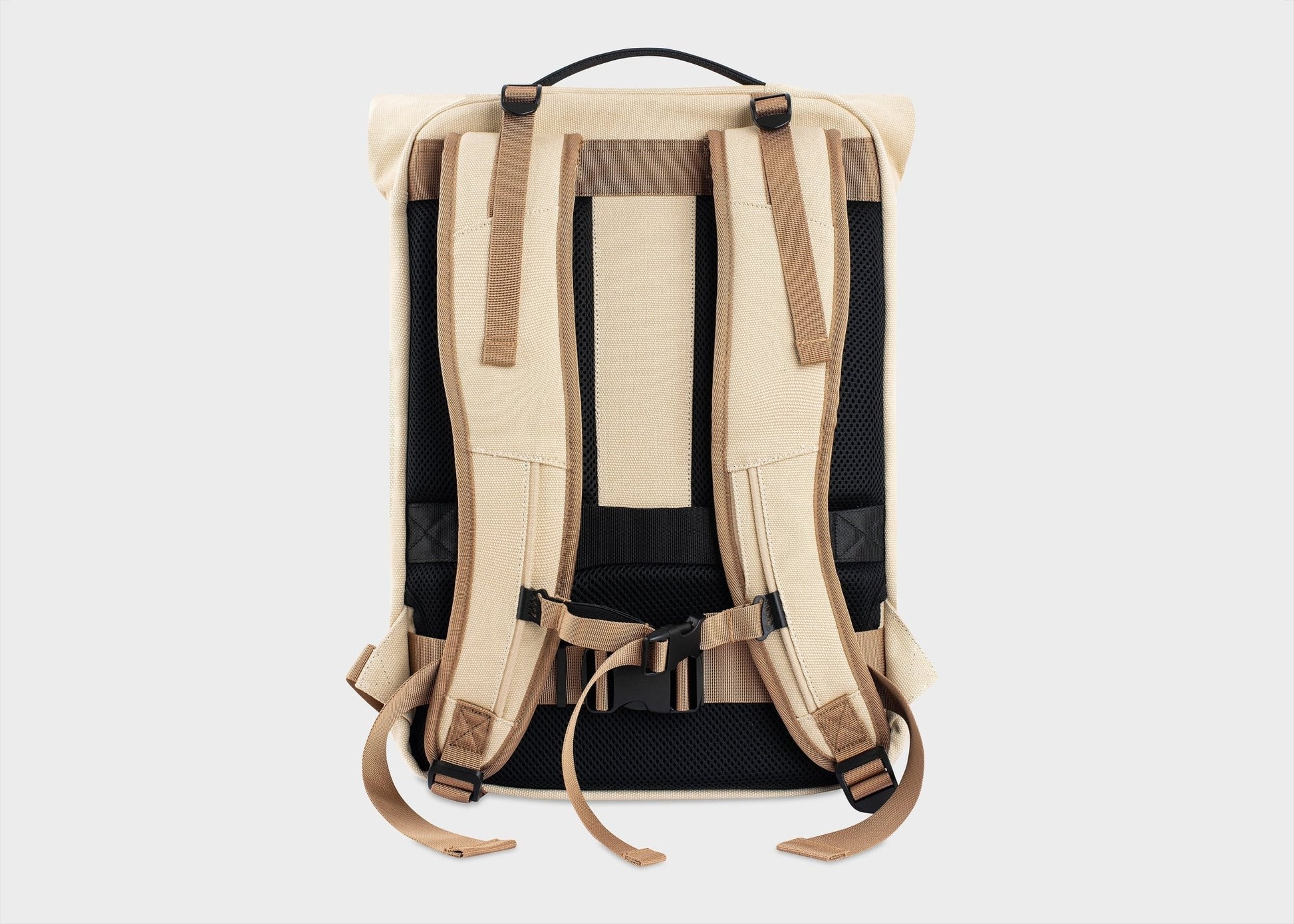 Nomad Hemp Rolltop Backpack in Beige and Green - Vegan America