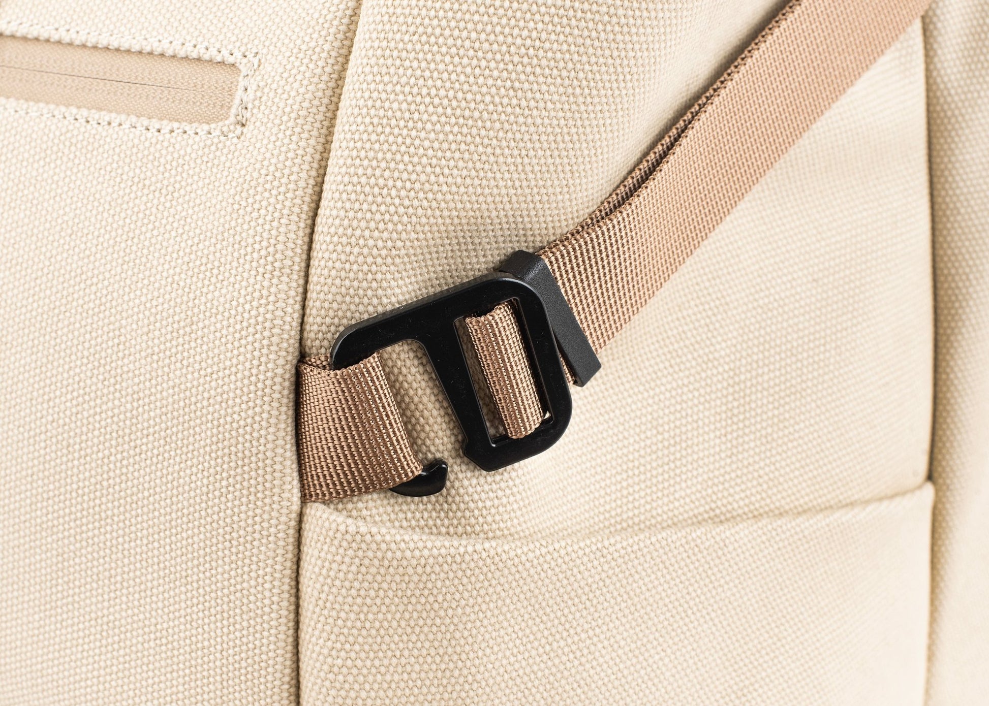Nomad Hemp Rolltop Backpack in Beige and Green - Vegan America