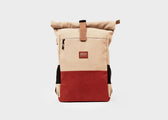 Everyday Hemp Rolltop Backpack in Beige and Red - Vegan America
