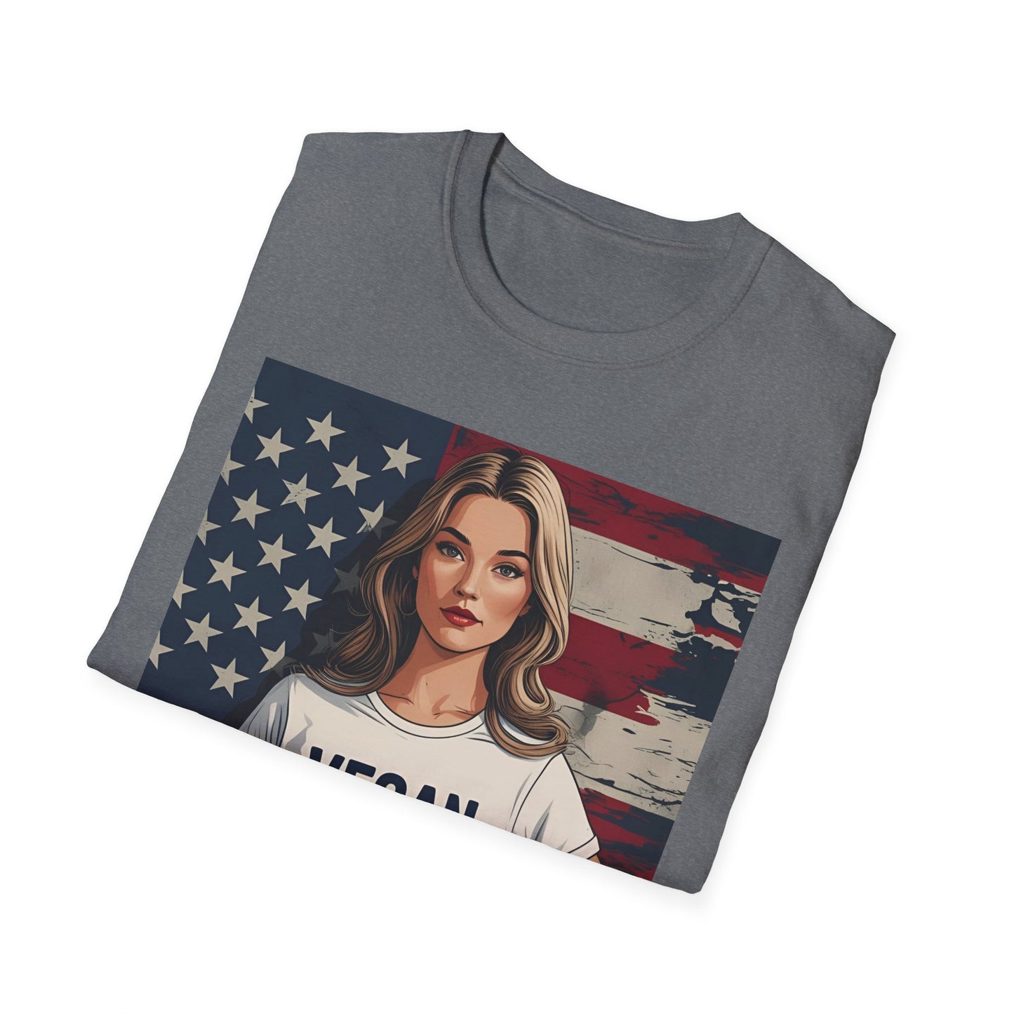 Vegan America T-Shirt | UnisexSoftstyle Tee, Eco-Friendly Fashion, Gift for Vegans, Independence Day Outfit, Casual Wear