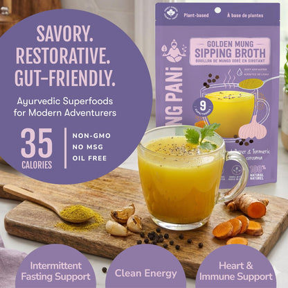 Roasted Garlic & Turmeric Golden Mung Sipping Broth | 9 Cups - Vegan America