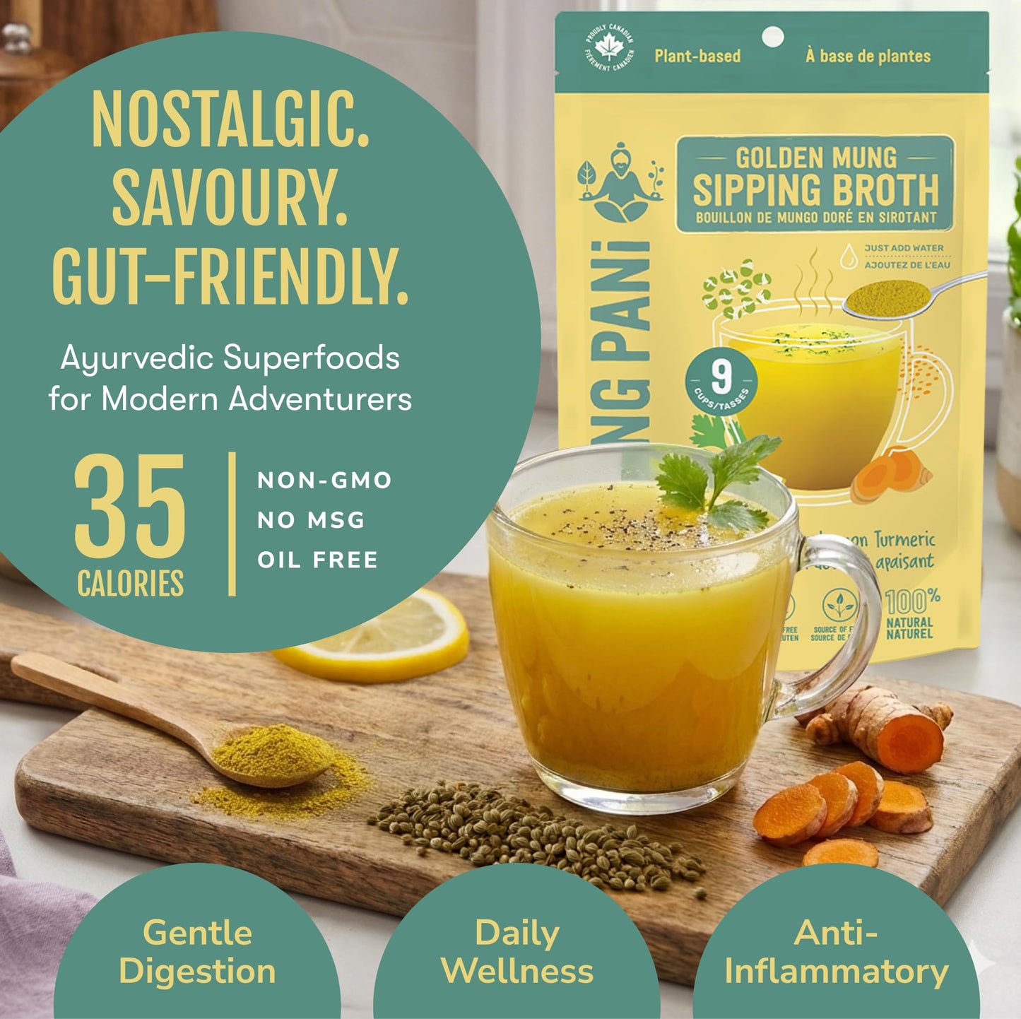 Mild Lemon & Turmeric Golden Mung Broth | 9 Cups