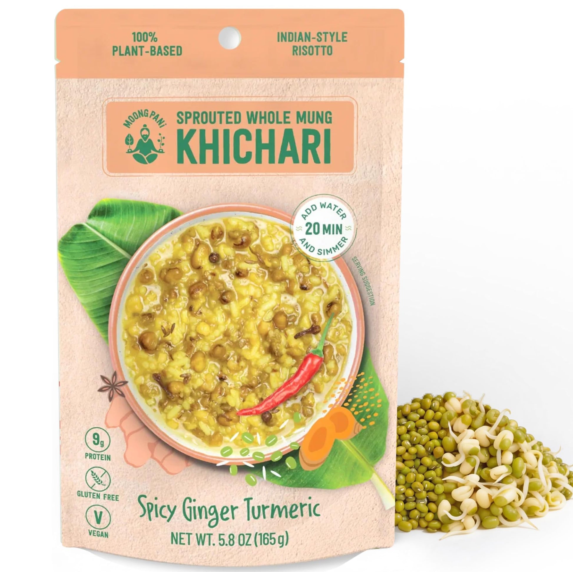 Spicy Sprouted Mung Khichari: Ginger, Garlic & Turmeric | 3 Servings - Vegan America