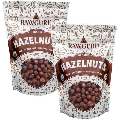 RawGuru Raw Organic Hazelnuts - 16 oz - Vegan America
