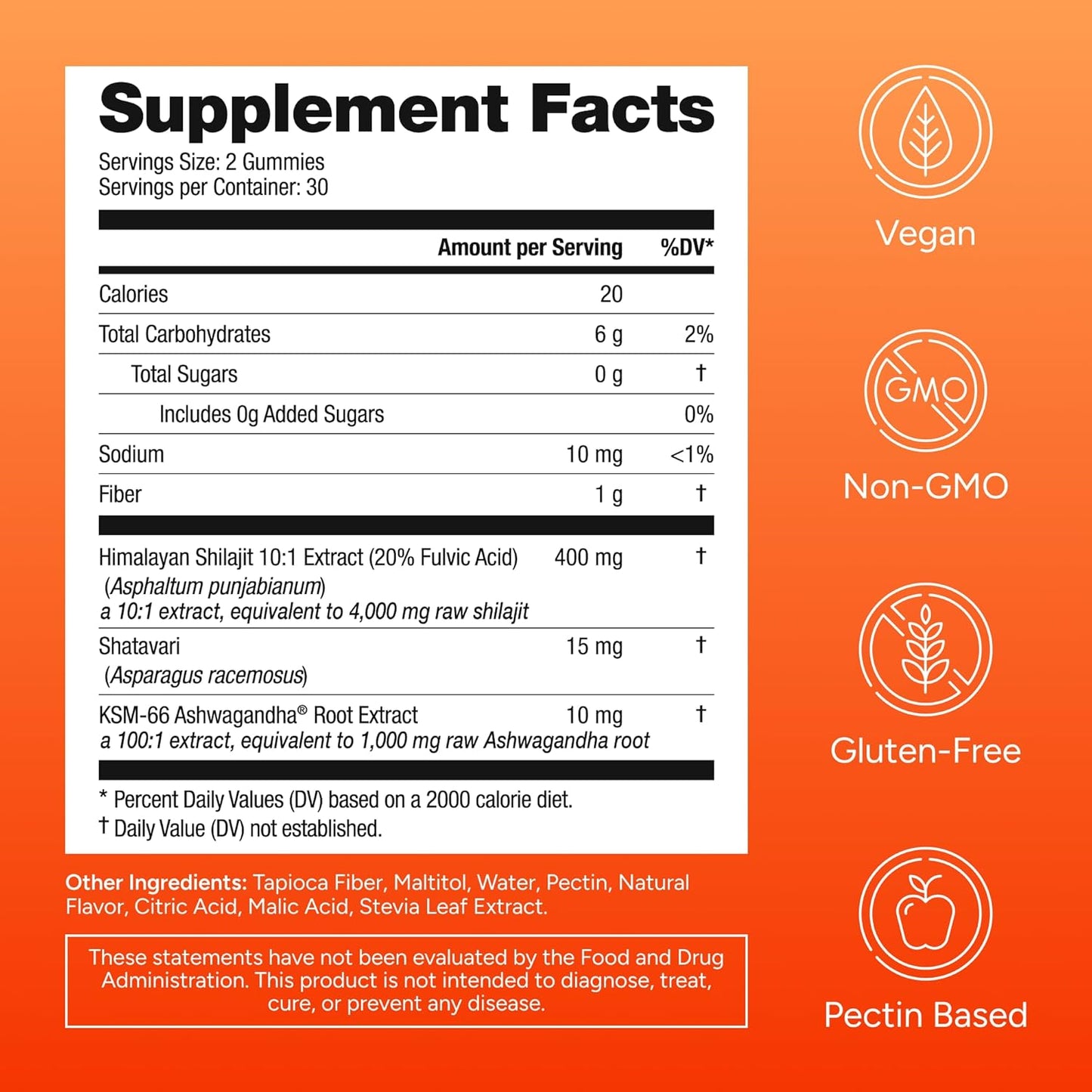 Purify Life Sugar-Free Himalayan Shilajit Gummies for Men and Women