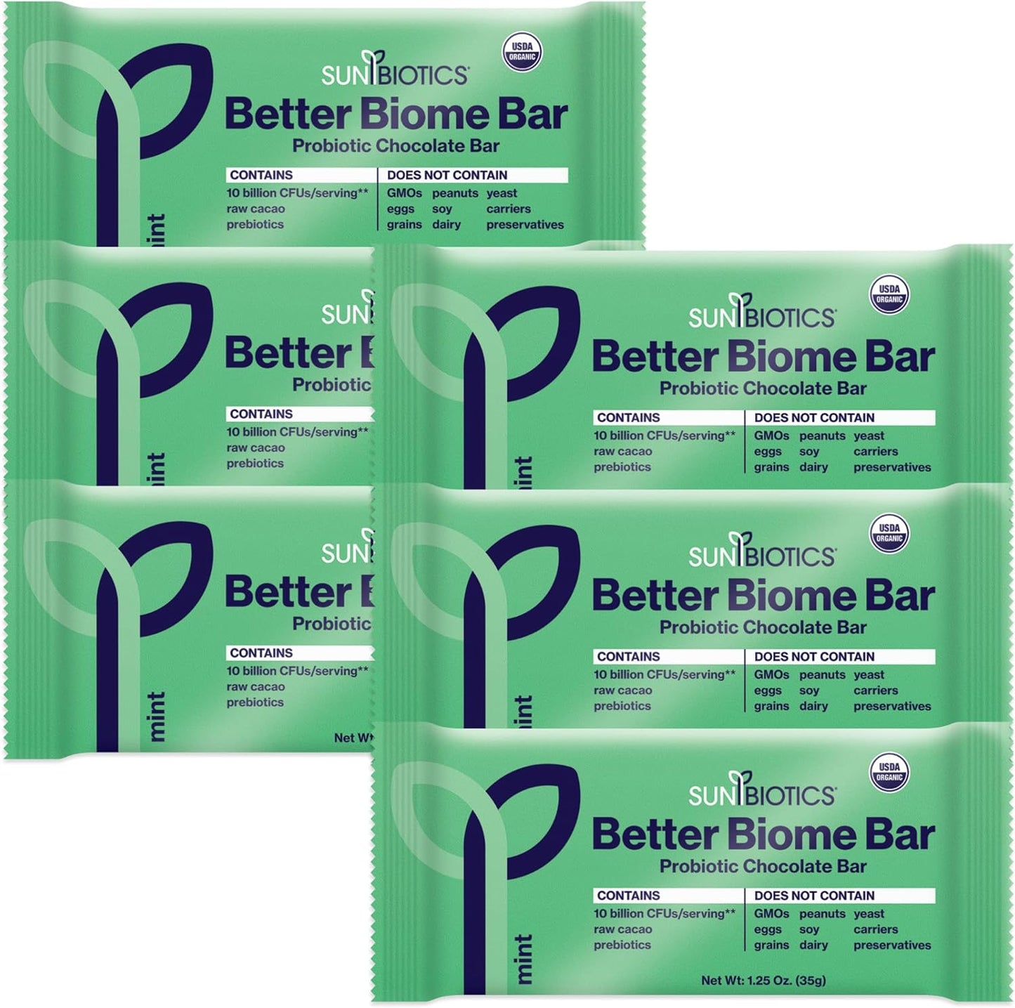Sunbiotics Better Biome Bar - Probiotic Chocolate Bar - Mint - Vegan America