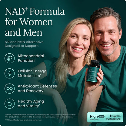 NAD+ Supplement 500mg with Resveratrol & CoQ10 for Cellular Energy, 60 Ct - Vegan America
