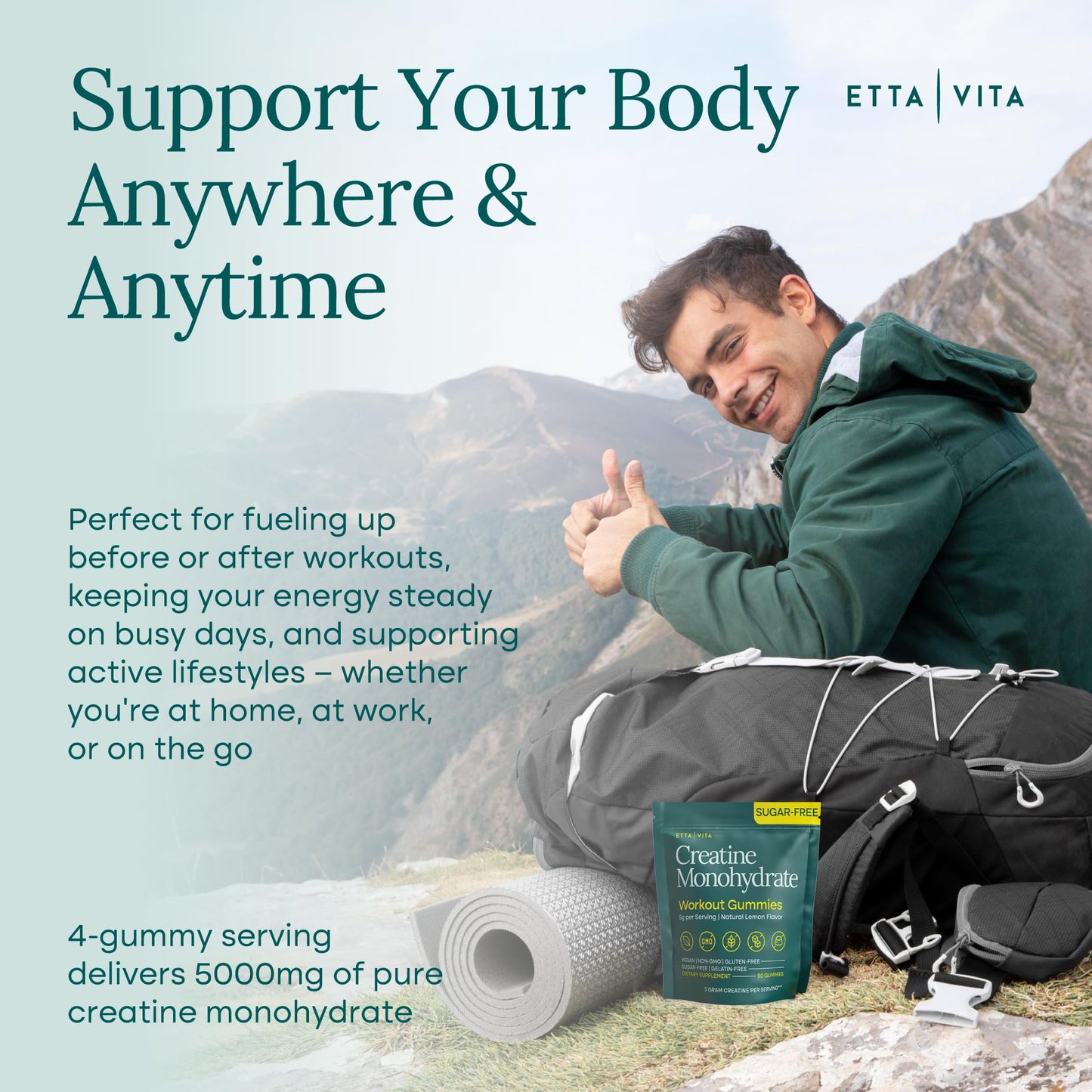 Potent Creatine Gummies for Men & Women [Lemon Drops Candy Flavor] - Vegan America