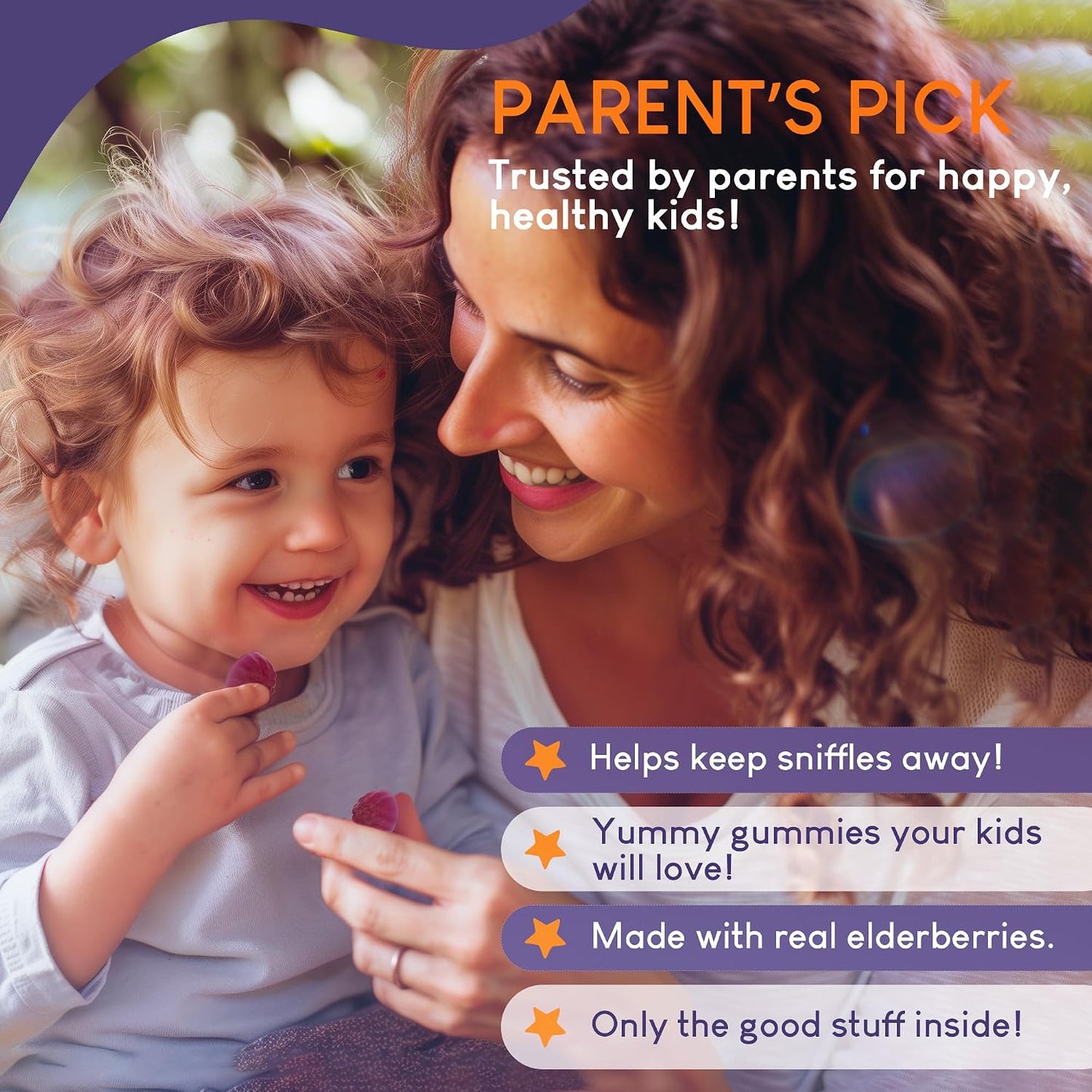 Sugar-Free Kids Elderberry Gummies with Vitamin C & Zinc for Immune Support