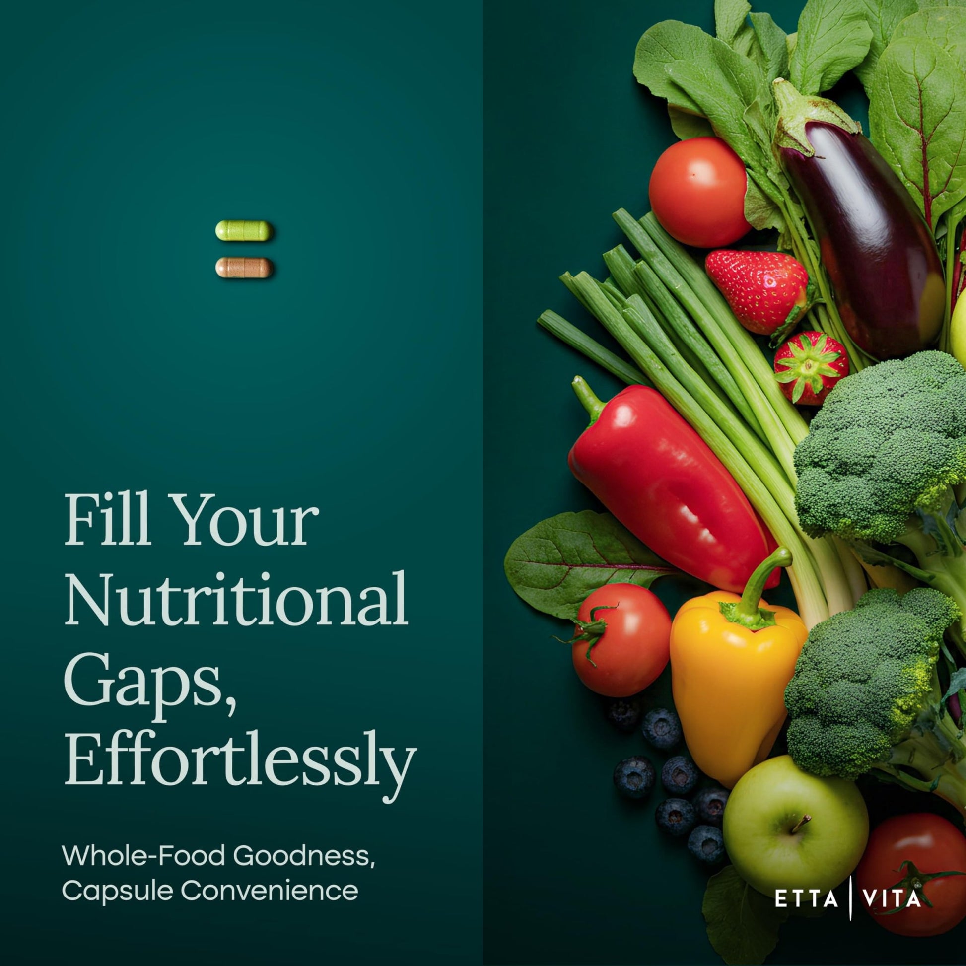 180 Potent Fruits and Vegetable Caps for Energy Boost & Daily Fruit and Vegetable Vitamins - Vegan America