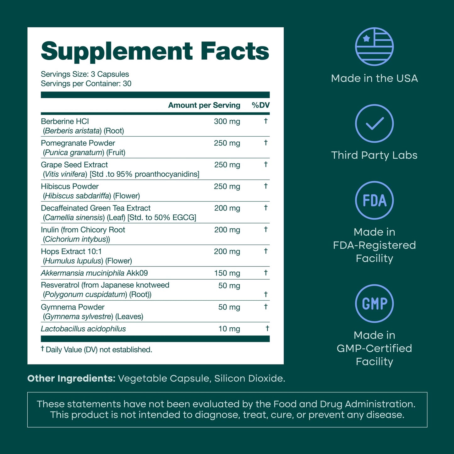 GLP - 1 Probiotic Supplement - Appetite Control for Men and Women with Akkermansia, Berberine, Inulin - Vegan America