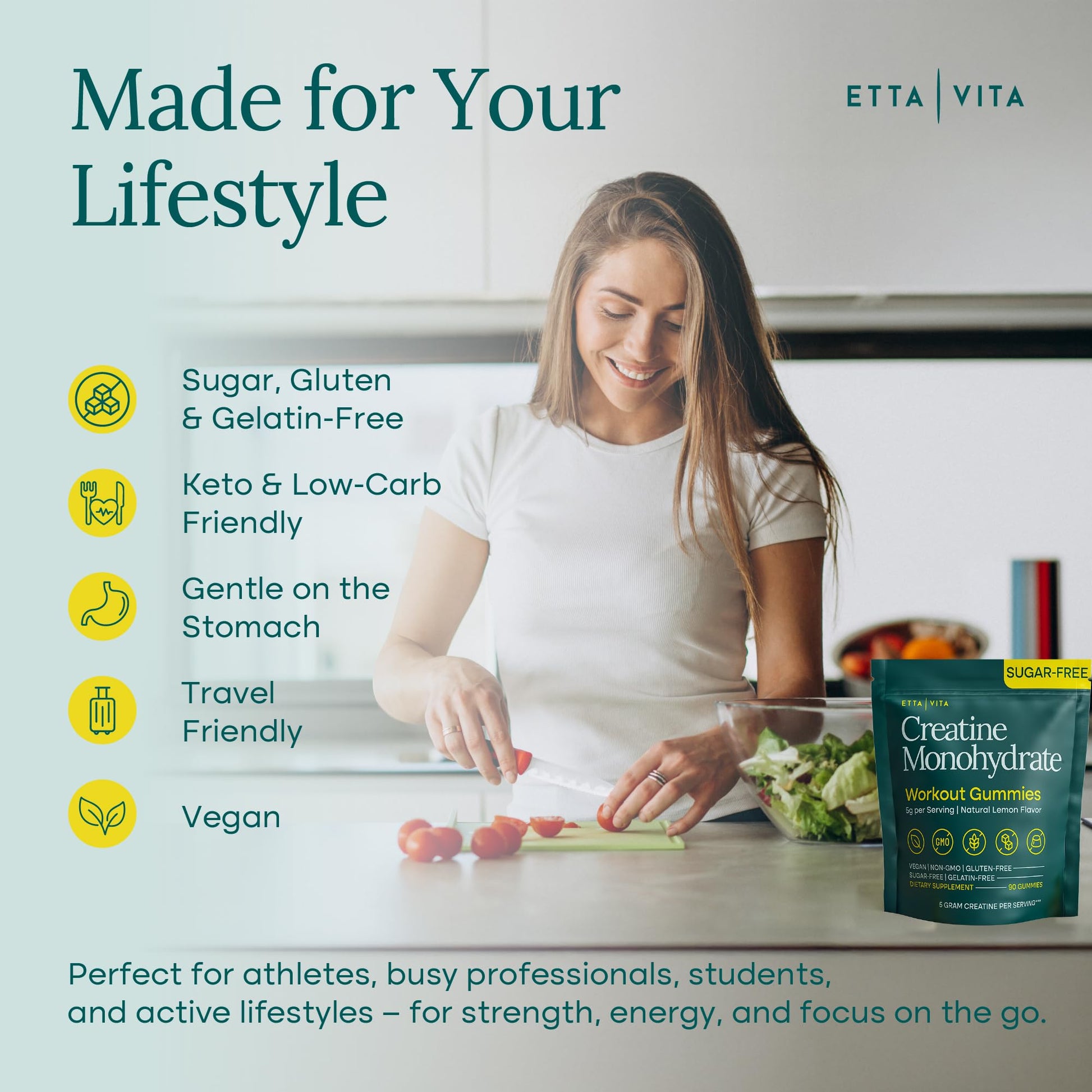 Potent Creatine Gummies for Men & Women [Lemon Drops Candy Flavor] - Vegan America